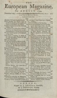 The European Magazine. Vol. XXVI, August, 1794