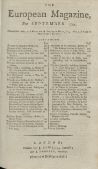 The European Magazine. Vol. XXVI, Septemper, 1794