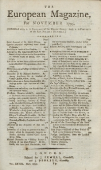 The European Magazine. Vol. XXVIII, November, 1795