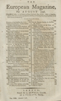 The European Magazine. Vol. XXX, August, 1796