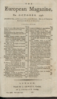 The European Magazine. Vol. XXX, Oktober, 1796
