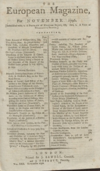 The European Magazine. Vol. XXX, November, 1796