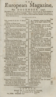The European Magazine. Vol. XXX, Dezember, 1796