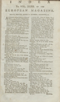 Index: The European Magazine. Vol. XXXII, 1797