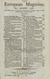 The European Magazine. Vol. XXXIV, August, 1798