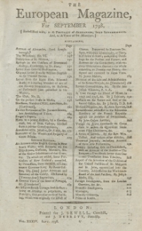 The European Magazine. Vol. XXXIV, September, 1798