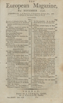 The European Magazine. Vol. XXXIV, November, 1798