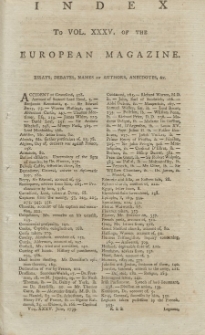 Index: The European Magazine. Vol. XXXV, 1799