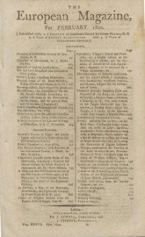 The European Magazine. Vol. XXXVII, Februar, 1800