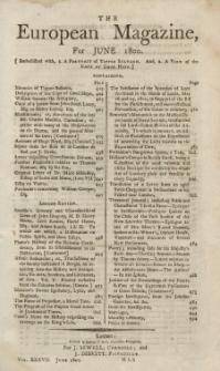 The European Magazine. Vol. XXXVII, Juni, 1800