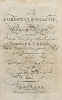 The European Magazine. Vol. XXXVIII, Juli, 1800