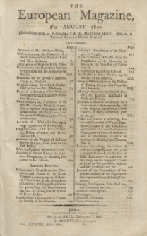 The European Magazine. Vol. XXXVIII, August, 1800