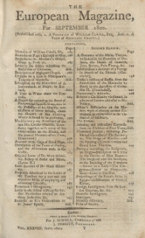 The European Magazine. Vol. XXXVIII, September, 1800