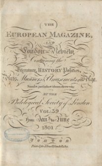 The European Magazine. Vol. XXXIX, Januar, 1801