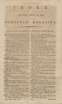 Index: The European Magazine. Vol. LXII, 1802