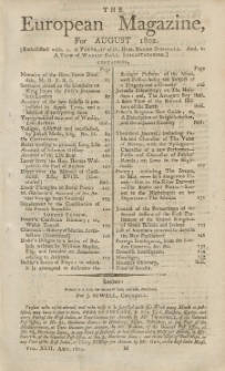 The European Magazine. Vol. LXII, August, 1802