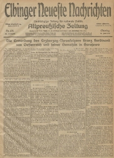 Elbinger Neueste Nachrichten, Nr. 175 Montag 29 Juni 1914 66. Jahrgang