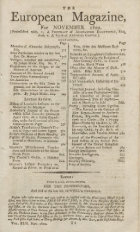 The European Magazine. Vol. LXII, November, 1802