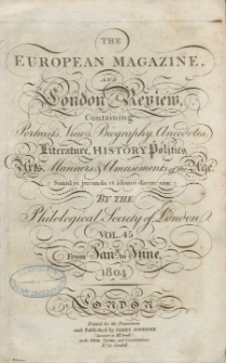 The European Magazine. Vol. LXV, Januar, 1804