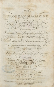 The European Magazine. Vol. XLVIII, Juli, 1805