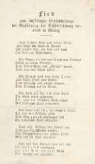 Lied zum 50 jährigen Gedächtnisstage der Einführung der Städteordnung von 1808 in Elbing