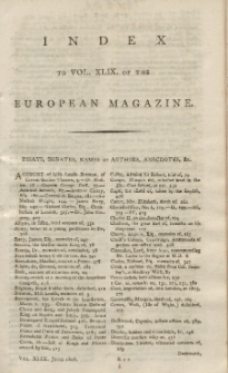 Index: The European Magazine. Vol. LXIX, 1806