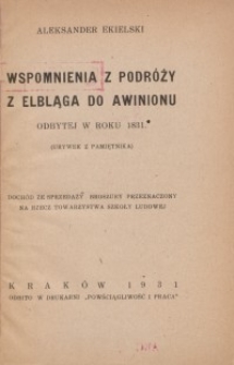Wspomnienia z podróży z Elbląga do Awinionu, odbytej w roku 1831. (Urywek z pamiętnika)