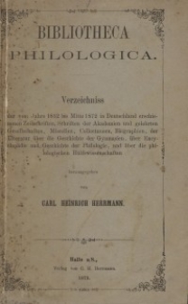 Bibliotheca philologica. T. 1