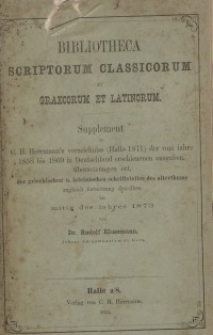 Bibliotheca scriptorum classicorum et graecorum et latinorum: Suplement. T. 3
