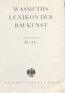 Wasmuth Lexikon der Baukunst. Bd. 3: H-O