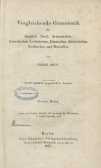 Ausführliches Sach- und Wortregiser zur zweiten Auflage von Franz Bopp’s vergleichender Grammatik des Sanskrit…Bd. 1.