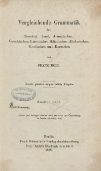 Ausführliches Sach- und Wortregiser zur zweiten Auflage von Franz Bopp’s vergleichender Grammatik des Sanskrit…Bd. 1.