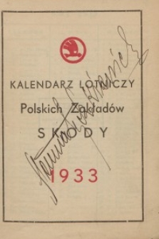 Kalendarz Lotniczy Polskich Zakładów Skody : 1933