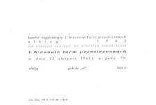 I Biennale Form Przestrzennych - zaproszenie