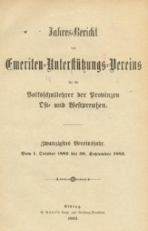 Jahresbericht des Emeriten-Unterstützungs-Vereins für die Volkschullehrer der Provinzen Ost- und Westpreussen