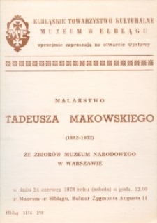 Tadeusz Makowski - Wystawa Malarstwa w Muzeum w Elblągu - zaproszenie