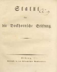 Statut für die Dockhornsche Stiftung