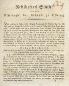 Revidirtes Statut für das Gemeingut der Altstadt zu Elbing