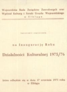 Inauguracja Roku Działalności Kulturalnej 1975/ 1976 - zaproszenie