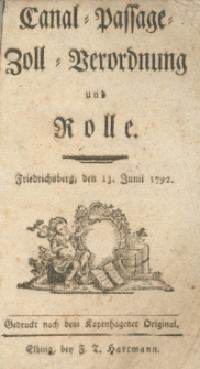 Canal- Passage Zoll-Verordnung und Rolle