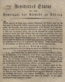 Revidirtes Statut für das Gemeingut der Altstadt zu Elbing