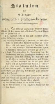 Statuten des Elbinger evangelischen Missions-Vereins