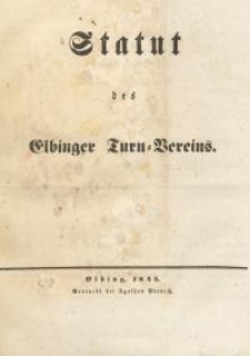 Statut des Elbinger Turn-Vereins