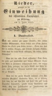 Lieder gesungen bei der Einweihung des öffentlichen Turnplatzes zu Elbing