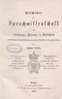Geschichte der Sprachwissenschaft und orientalischen Philologie in Deutschland. Bd. 8