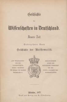 Geschichte der Mathematik in Deutschland. Bd. 17