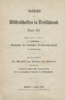 Geschichte der Deutschen Rechtswissenschaft. Bd 18/2