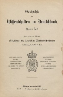 Geschichte der Deutschen Rechtswissenschaft. Bd 18/3