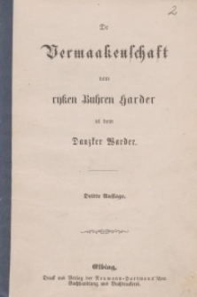 De Vermaakenschaft vom ryken Buhren Harder ut dem Danzter Warder