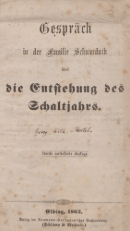 Gespraech in der Familie Schwerduth ueber die Entstehung des Schaltjahrs